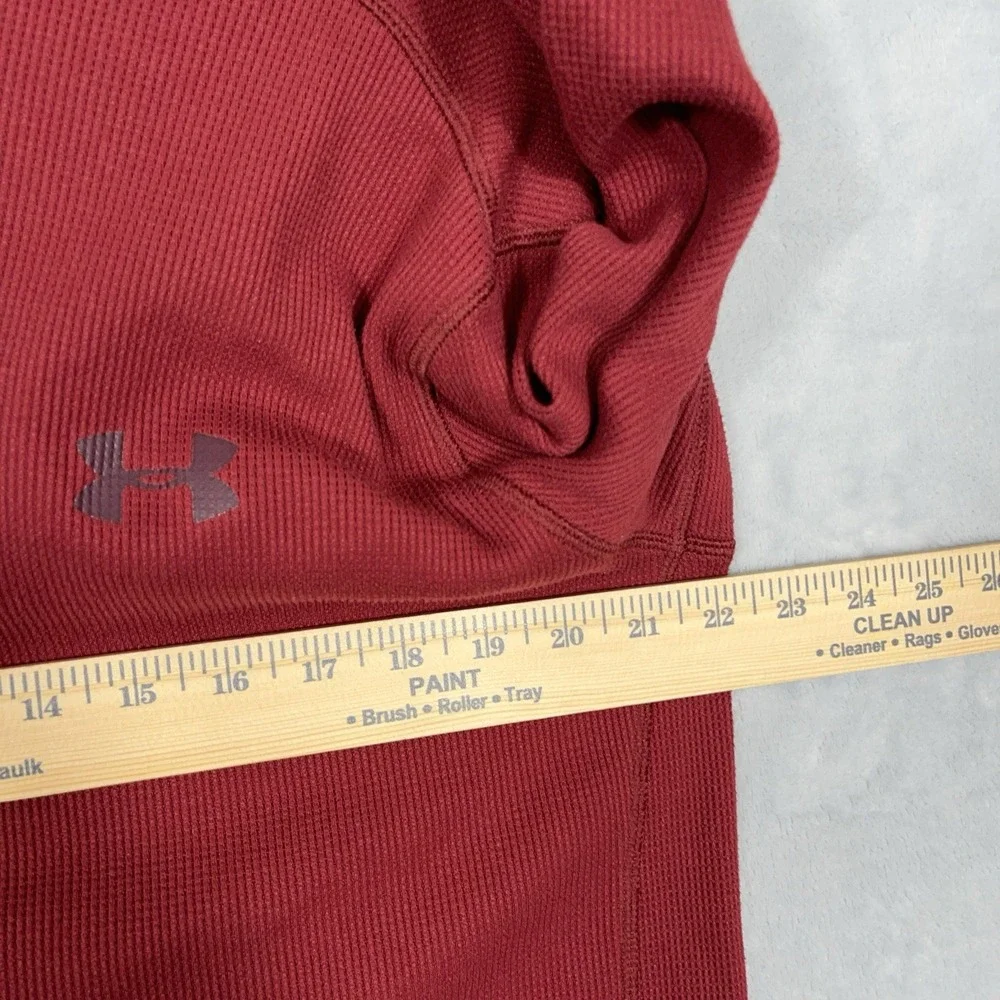 Under Armour Mens Loose Fit Cold Gear Waffle Knit Base Layer Shirt Red L Utility